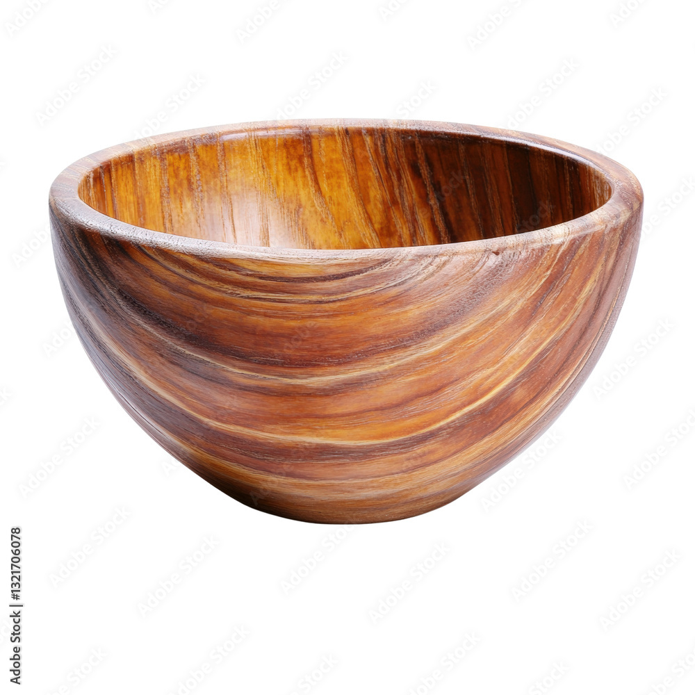 Poster Rustic wooden bowl filled with fresh fruits and nuts on a natural wood surface with soft natural light creating warmth isolated on transparent background..
