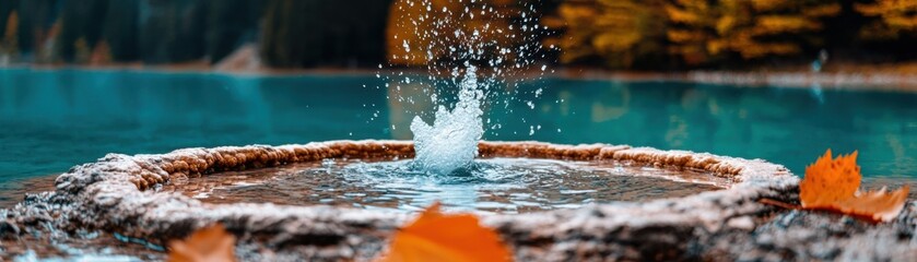 Witness the awe-inspiring beauty of nature's power with an Energetic geyser burst against a volcanic landscape, water and mist rising into the air in this captivating image Explore the raw energy and