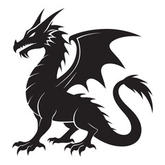 dragon black vector silhouette llustration on white background
