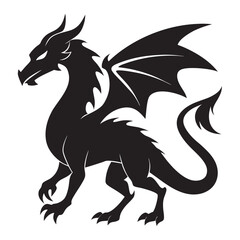 dragon black vector silhouette llustration on white background
