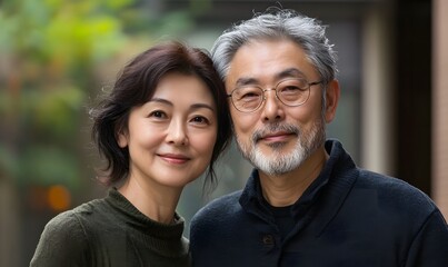 Fototapeta premium an elderly asian couple smiling together.