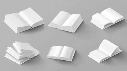 Open books on a gray background.  Possible use Mockup for book design