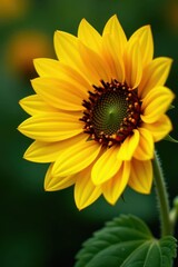 Close-up of a single sunflower, petals vibrant yellow , plant, closeup, aesthetic