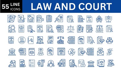 Law and Court line icon set. 