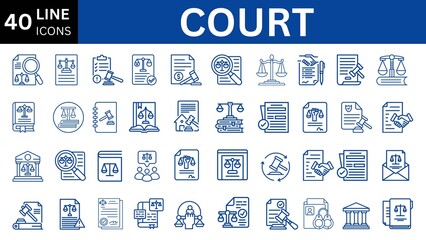 Court line editable Icons set.