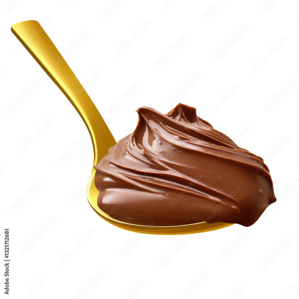 Poster a spoon generously filled with rich dark chocolate melting slightly under soft light creating a temp