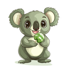 Naklejka premium Adorable Koala enjoying a sweet treat happy koala cute animal