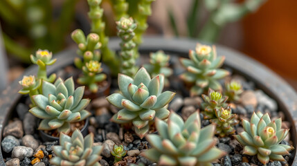 Miniature succulent plants (succulent cactus) at the garden