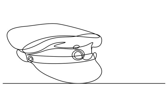 recommend clip art: Captain sailor Hat one line drawing, one continuous line drawing of police hat,