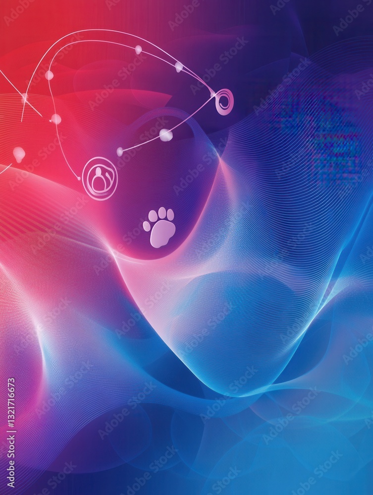 Aufkleber dynamic veterinary emergency background featuring blue-to-red gradient with abstract energy waves an