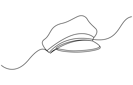 recommend clip art: Captain sailor Hat one line drawing, one continuous line drawing of police hat,