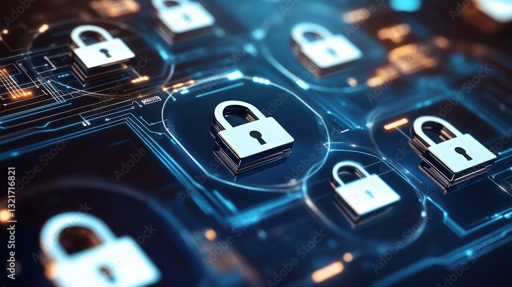 Poster cybersecurity measures digital realm infographic technological environment close-up view data protec