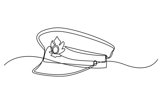 recommend clip art: Captain sailor Hat one line drawing, one continuous line drawing of police hat,