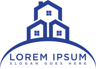 Minimalist blue house logo with modern and simple design. Suitable for branding, property, architecture, and real estate purposes. Vector format with clean lines and professional look