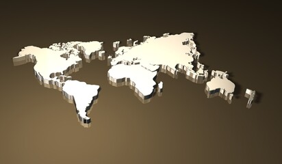 World Map in Golden theme 1 © Bhaskar