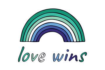 Colorful rainbow shape Gay men pride flag Happy pride day LGBTQIA community Pride Month Vector hand drawn doodle for posters, stickers, logo, cards