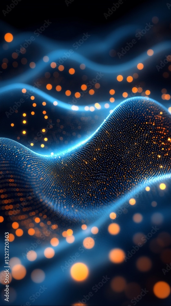 Poster a dark background enhances the mesmerizing effect of colorful light waves and particles
