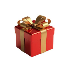 Obraz premium red gift box with golden ribbon 3d png image