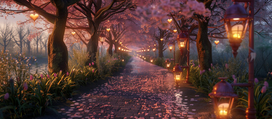 Cherry blossom trees in park