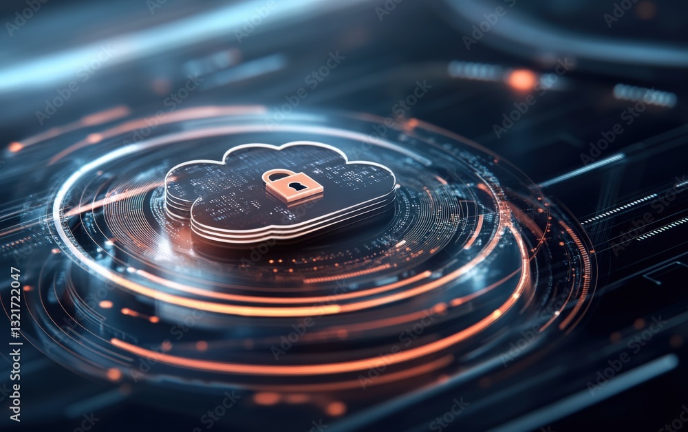 Poster cybersecurity measures for cloud data protection digital space graphic visualization high-tech envir