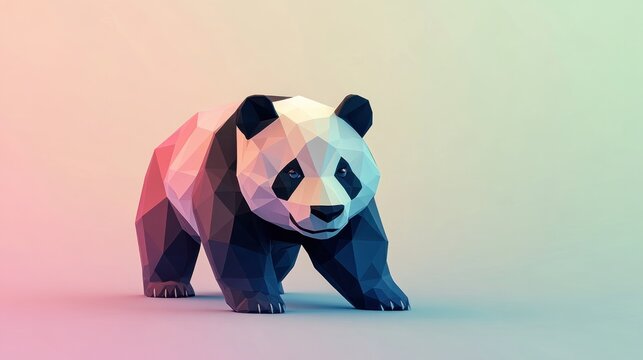 Low-poly panda in vibrant colors