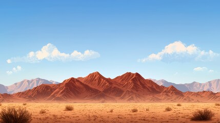 Naklejka premium Breathtaking desert sunset, majestic mountains and scenic landscape view