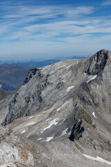 Majestic view of the Hintertux Glacier region in Austria showcasing rugged mountains and clear blue skies