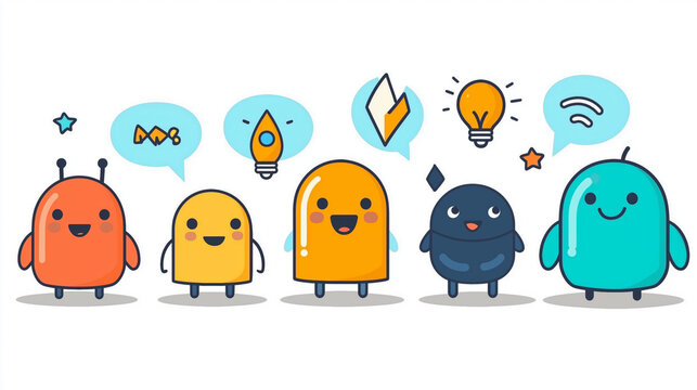 Colorful Cartoon Characters with Fun Expressions