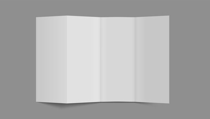 White Blank Open Three Panel Folded With Shadow
