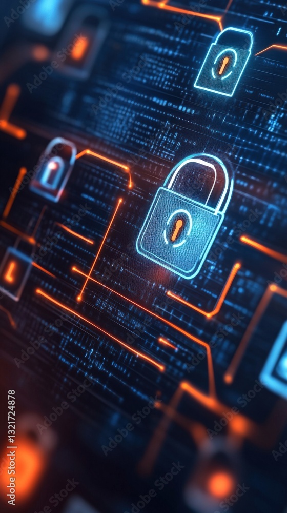 Poster cyber security action and data protection strategies digital world infographic virtual environment h