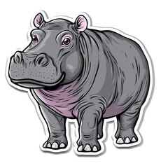 Fototapeta premium playful hippo illustrated with glossy details 