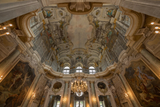 Torino, Italy - March 8, 2025: architectural detail of Villa della Regina in Piemonte.