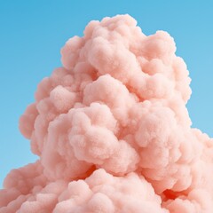 Abstract Pink Cloud Form Against Light Blue Background
