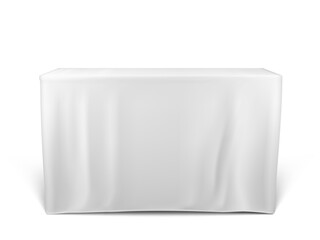 Tradeshow Table With White Stretch Cloth Cover