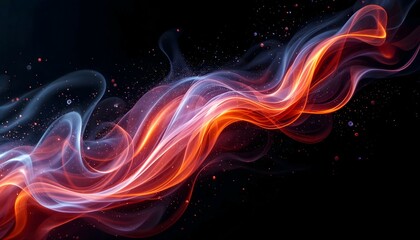 Dynamic Wave of Fiery Colors Flowing on a Dark Background