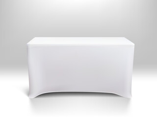 Tradeshow Table With White Stretch Cloth Cover
