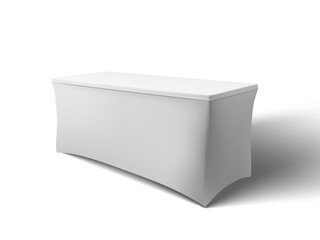 Tradeshow Table With White Stretch Cloth Cover