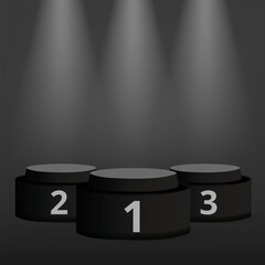 Black Winners Podium Pedestal With Spotlight