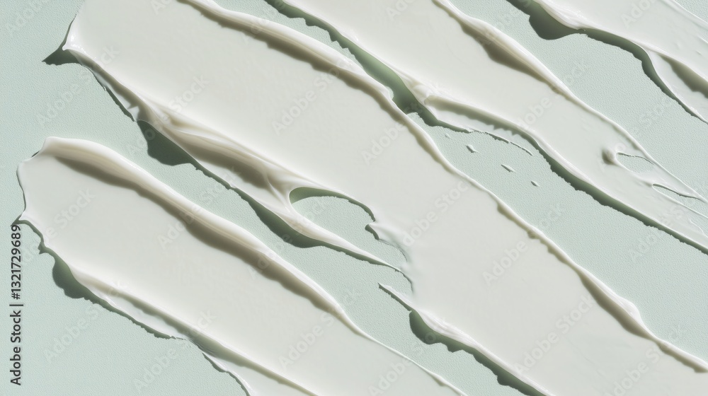 Poster smooth light green cream texture with elegant smear patterns, ideal for skincare product display and