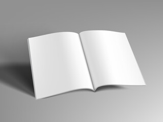 3D Blank A4 Magazine Flying On White Background