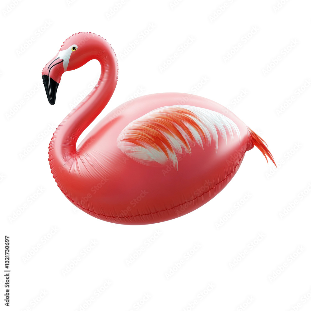 Poster graceful pink flamingo standing elegantly in shallow water surrounded by lush greenery creating a tr