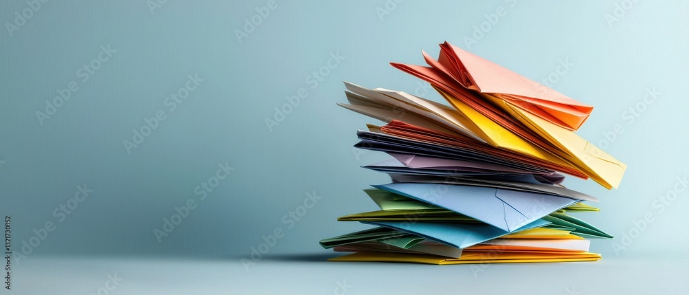 Aufkleber a stack of colorful envelopes on a blue background