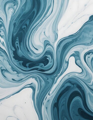 Fototapeta premium Teal and White Fluid Art - Modern Abstract Canvas