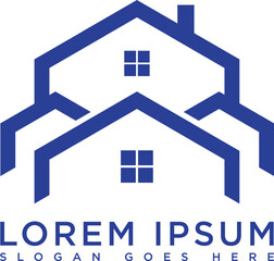 Minimalist blue house logo with modern and simple design. Suitable for branding, property, architecture, and real estate purposes. Vector format with clean lines and professional look