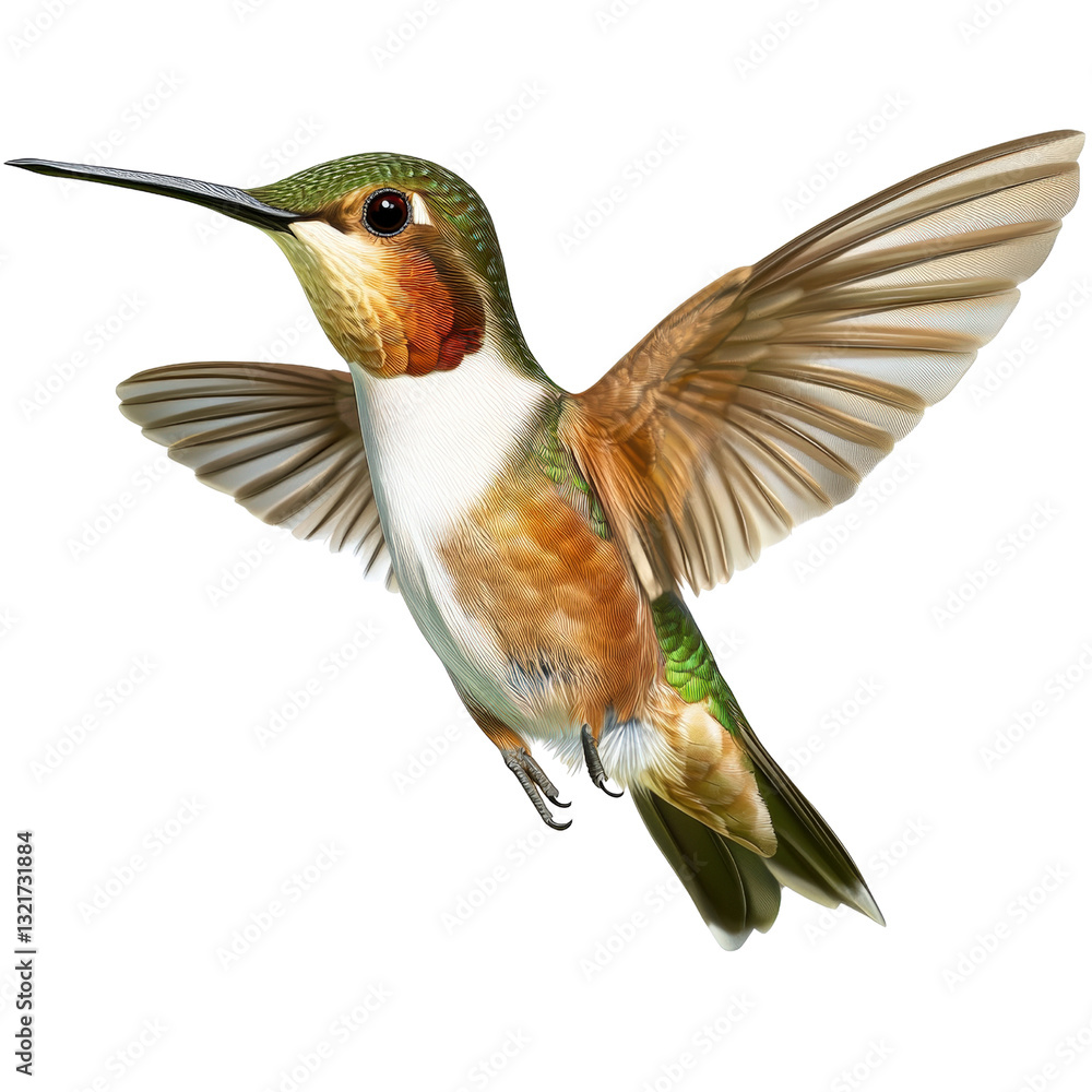 Poster graceful hummingbird in mid flight hovering near a colorful flower capturing the beauty of nature an