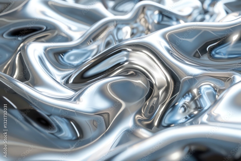 Aufkleber molten silver tones flow smoothly, creating dynamic reflections in a sleek and futuristic design