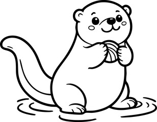 vector illustration of cartoon otter