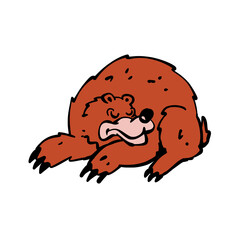 Vector illustration of a sleeping grumpy bear