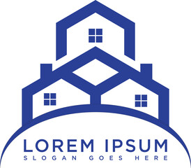 Minimalist blue house logo with modern and simple design. Suitable for branding, property, architecture, and real estate purposes. Vector format with clean lines and professional look