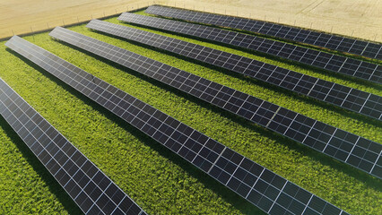 Small solar panel farm nestled quietly in the Swedish countryside